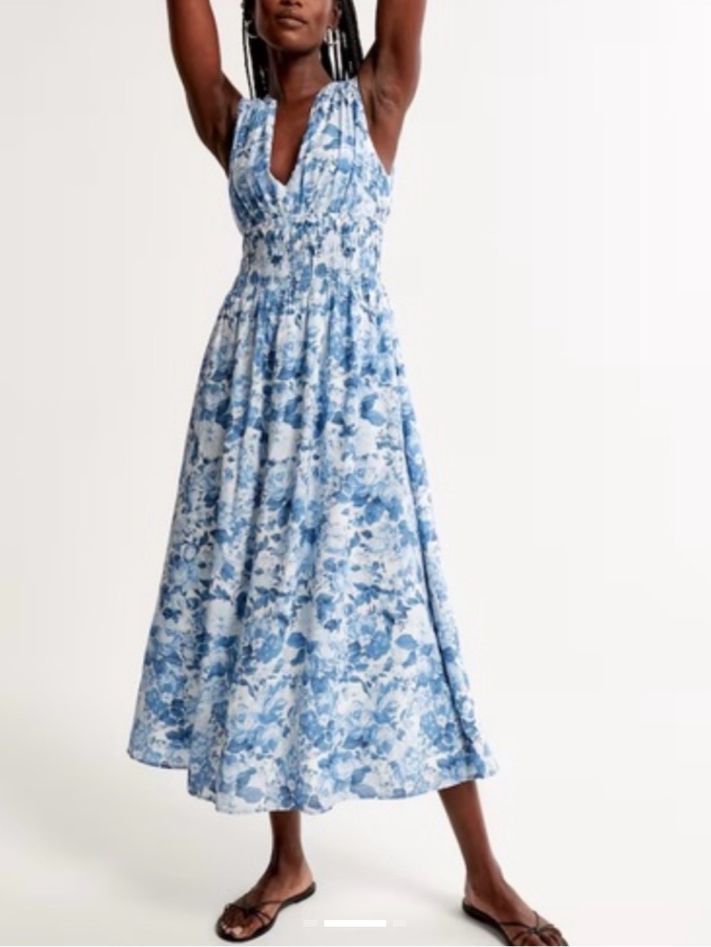 Abercrombie & Fitch Blue Floral V-Neck Maxi Dress